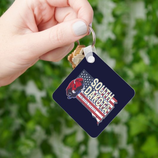 South Dakota United States Retro State Map  Sleutelhanger (Hand)