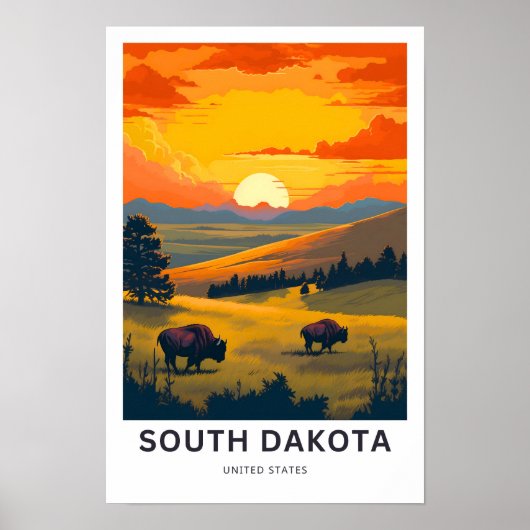 South Dakota Verenigde Staten Reisprint Poster (Voorkant)