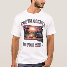 South Dakota Vind Je Wilde Vintage Kampeer Kunst T-shirt