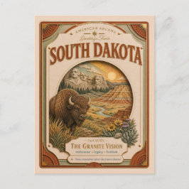 South Dakota Vintage Paper Cut Amerikaanse Arcana Briefkaart