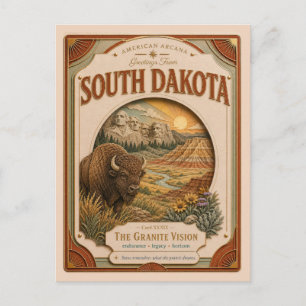 South Dakota Vintage Paper Cut Amerikaanse Arcana Briefkaart