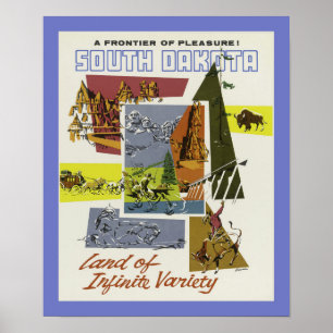 South Dakota Vintage Travel Poster