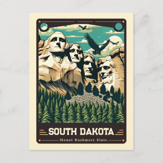 South Dakota | Vintage van patriottische spirit Briefkaart (Voorkant)