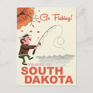 South Dakota vintage visvakantieposter Briefkaart