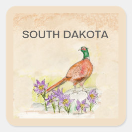 South Dakota vogelbloem Vierkante Sticker
