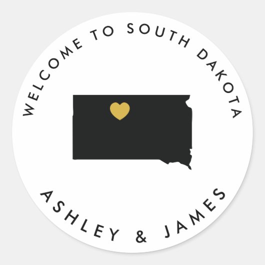 South Dakota Wedding Welcome Sticker Label Gold (Voorkant)