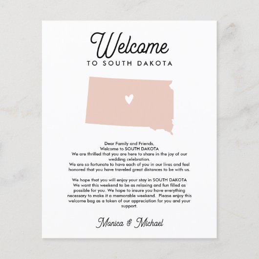 SOUTH DAKOTA Welcome Letter Itinerary ANY COLOR (Voorkant)