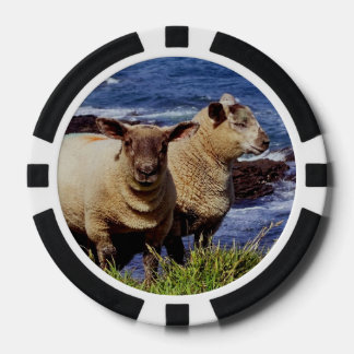 South Devon Coast Twee lammeren op Cliff Edge Poker Chips