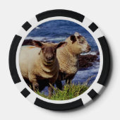 South Devon Coast Twee lammeren op Cliff Edge Poker Chips (Achterkant)