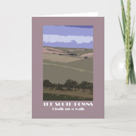 South Downs 1920s-stijl retro wenskaart Kaart
