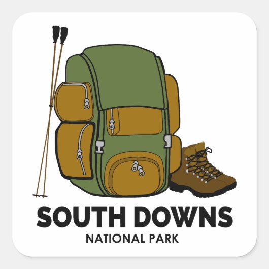 South Downs National Park-rugzak Vierkante Sticker (Voorkant)