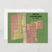 South Elgin Illinois Clintonville Map Art 1871 Briefkaart (Voorkant / Achterkant)