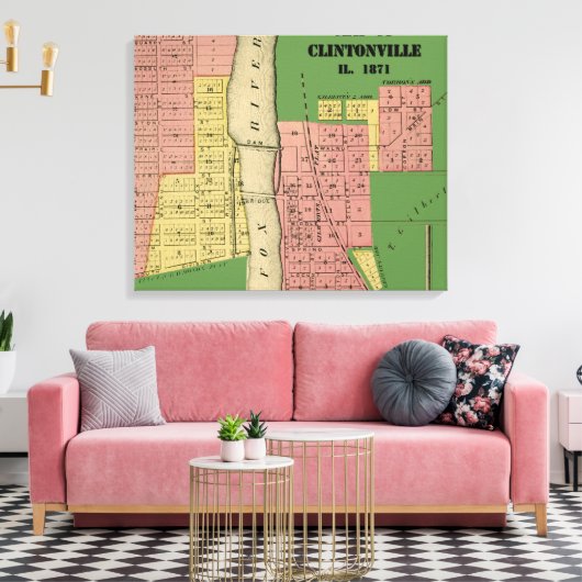 South Elgin Illinois Clintonville Map Art 1871 Canvas Afdruk (Insitu (Woonkamer))