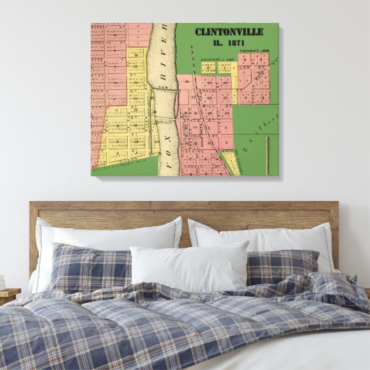 South Elgin Illinois Clintonville Map Art 1871 Canvas Afdruk (Insitu (Slaapkamer))