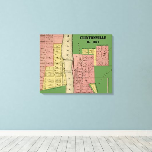 South Elgin Illinois Clintonville Map Art 1871 Canvas Afdruk (Insitu (Houten vloer))
