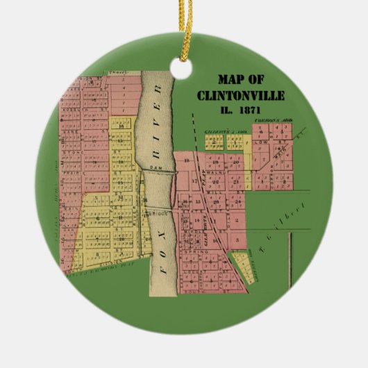 South Elgin Illinois Clintonville Map Art 1871 Keramisch Ornament (Voorkant)