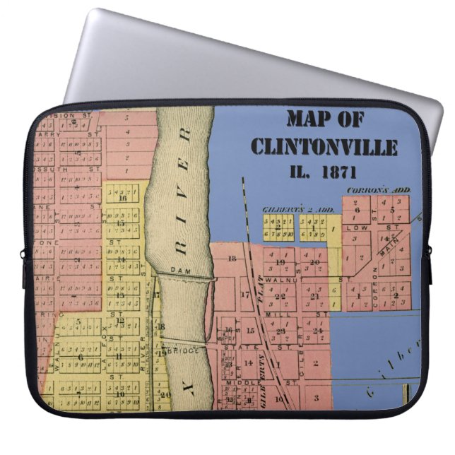 South Elgin Illinois Clintonville Map Art 1871 Laptop Sleeve (Voorkant)