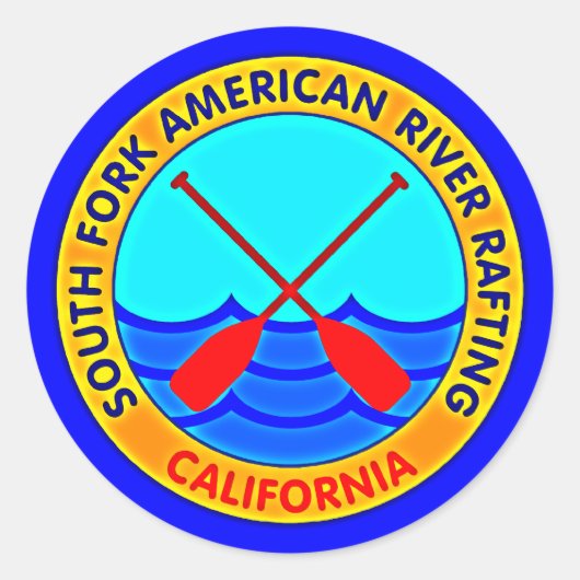 South Fork American River Rafting Californië Ronde Sticker (Voorkant)