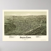 South Fork, PA Panoramic Map - 1900 Poster (Voorkant)