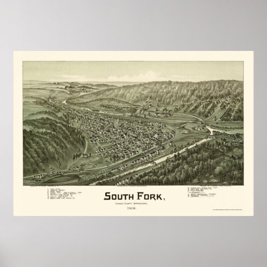 South Fork, PA Panoramic Map - 1900 Poster (Voorkant)