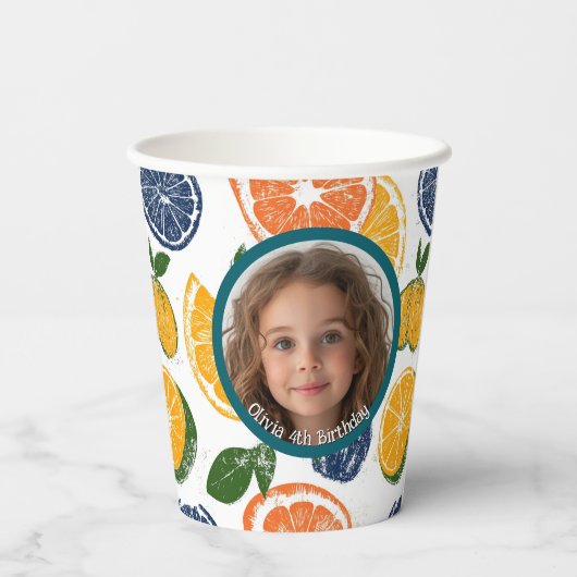 South Fruits foto en naam Papier Papieren Bekers (Achterkant)