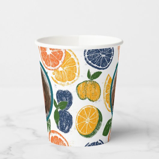 South Fruits foto en naam Papier Papieren Bekers (Links)