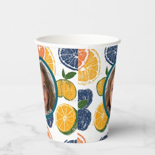 South Fruits foto en naam Papier Papieren Bekers (Rechts)