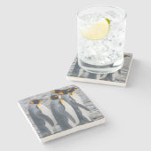 South Georgia. King Penguins Stenen Onderzetter (Zijkant)