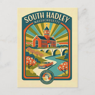 South Hadley, Massachusetts Retro 1950s Briefkaart