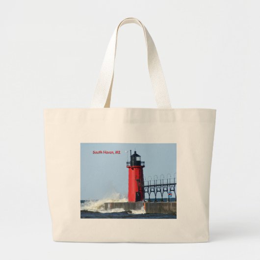 South Haven Lighthouse Grote Tote Bag (Voorkant)