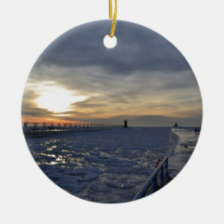 South Haven Lighthouse Sunset Keramisch Ornament