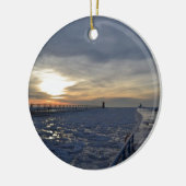 South Haven Lighthouse Sunset Keramisch Ornament (Links)