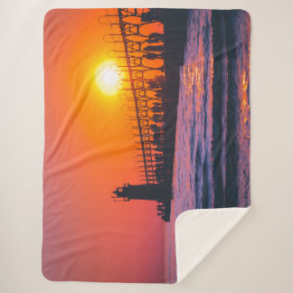 South Haven, MI Lighthouse Sherpa Blanket Deken
