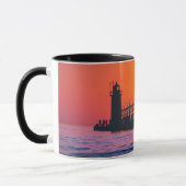 South Haven Michigan Lighthouse bij zonsondergang Mok (Links)