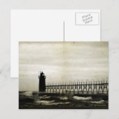 South Haven Michigan Lighthouse Stormachtig weer Briefkaart (Voorkant / Achterkant)