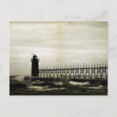 South Haven Michigan Lighthouse Stormachtig weer Briefkaart (Voorkant)
