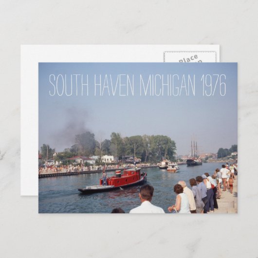 South Haven Michigan Tugboat 1976 Briefkaart (Voorkant / Achterkant)