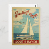 South Haven Sailboot Vintage Travel Michigan Briefkaart (Voorkant / Achterkant)