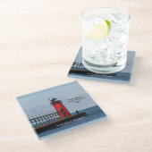 South Haven South Pierhead Light glass onderzetter (Schuin)