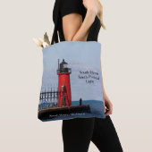 South Haven South Pierhead Light over de hele canv Tote Bag (Dichtbij)