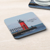 South Haven South Pierhead Light plastic onderzett Bier Onderzetter (Linkerzijde)