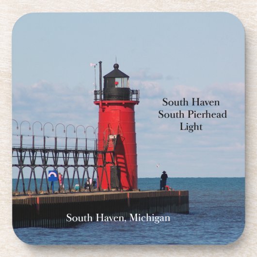 South Haven South Pierhead Light plastic onderzett Bier Onderzetter (Voorkant)