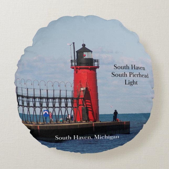 South Haven South Pierhead Light round kussen (Voorkant)