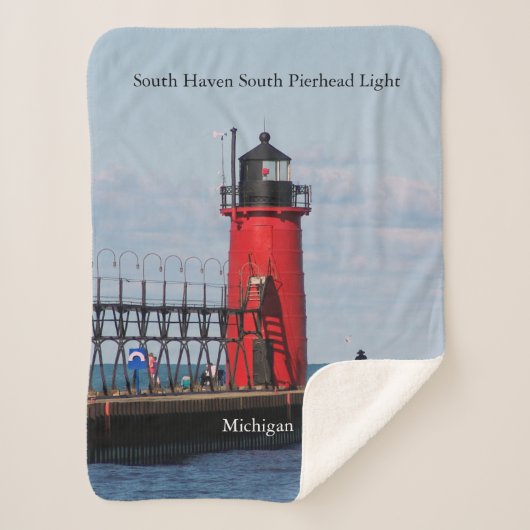 South Haven South Pierhead Light sherpa blanket Deken (Voorkant)