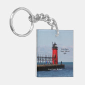 South Haven South Pierhead Light-sleutelketen Sleutelhanger (Voorkant Links)