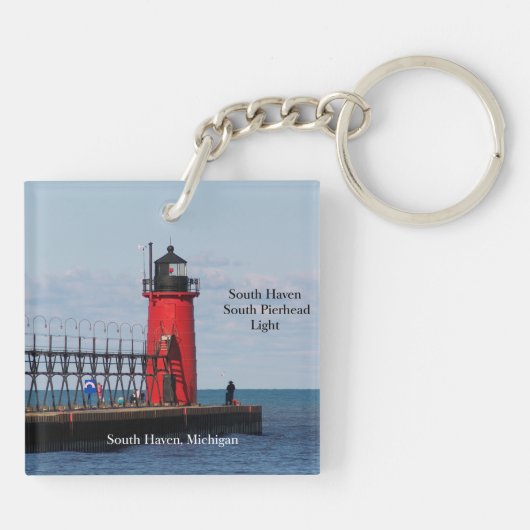 South Haven South Pierhead Light-sleutelketen Sleutelhanger (Achterkant)