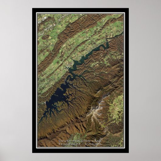 South Holston Lake Tennessee Satellite Map Poster (Voorkant)