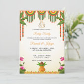 South Indian Kalyanam Wedding Invitation Card Kaart (Staand voorkant)