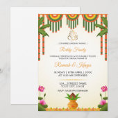 South Indian Kalyanam Wedding Invitation Card Kaart (Voorkant / Achterkant)