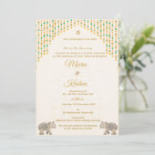 South Indian Temple Wedding Invitation Suite Kaart (Staand voorkant)